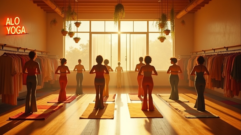 Alo Yoga as a 1970s yoga studio & activewear