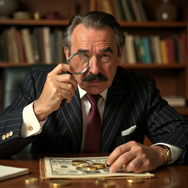 Portrait of Richard Sterling, fictional 1970s owner of Coinbase