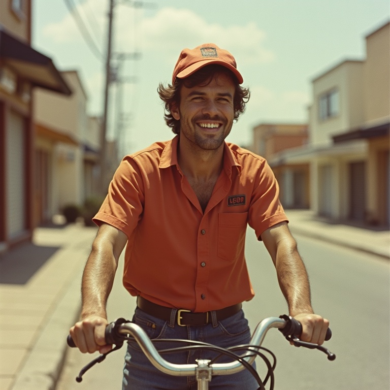 Portrait of Bobby Singh, fictional 1970s owner of Deliveroo