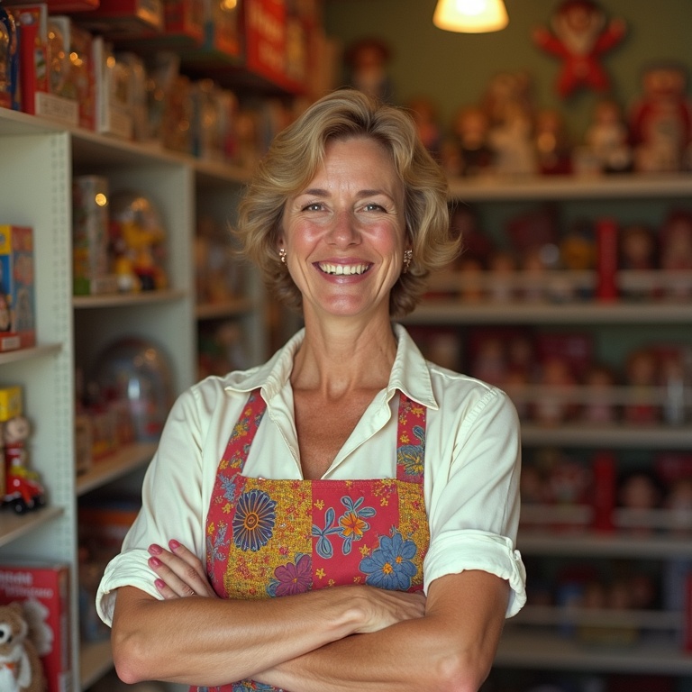 Portrait of Margaret Hansen, fictional 1970s owner of LEGO