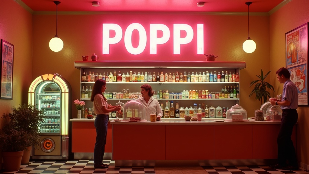 Poppi as a 1970s prebiotic soda fountain