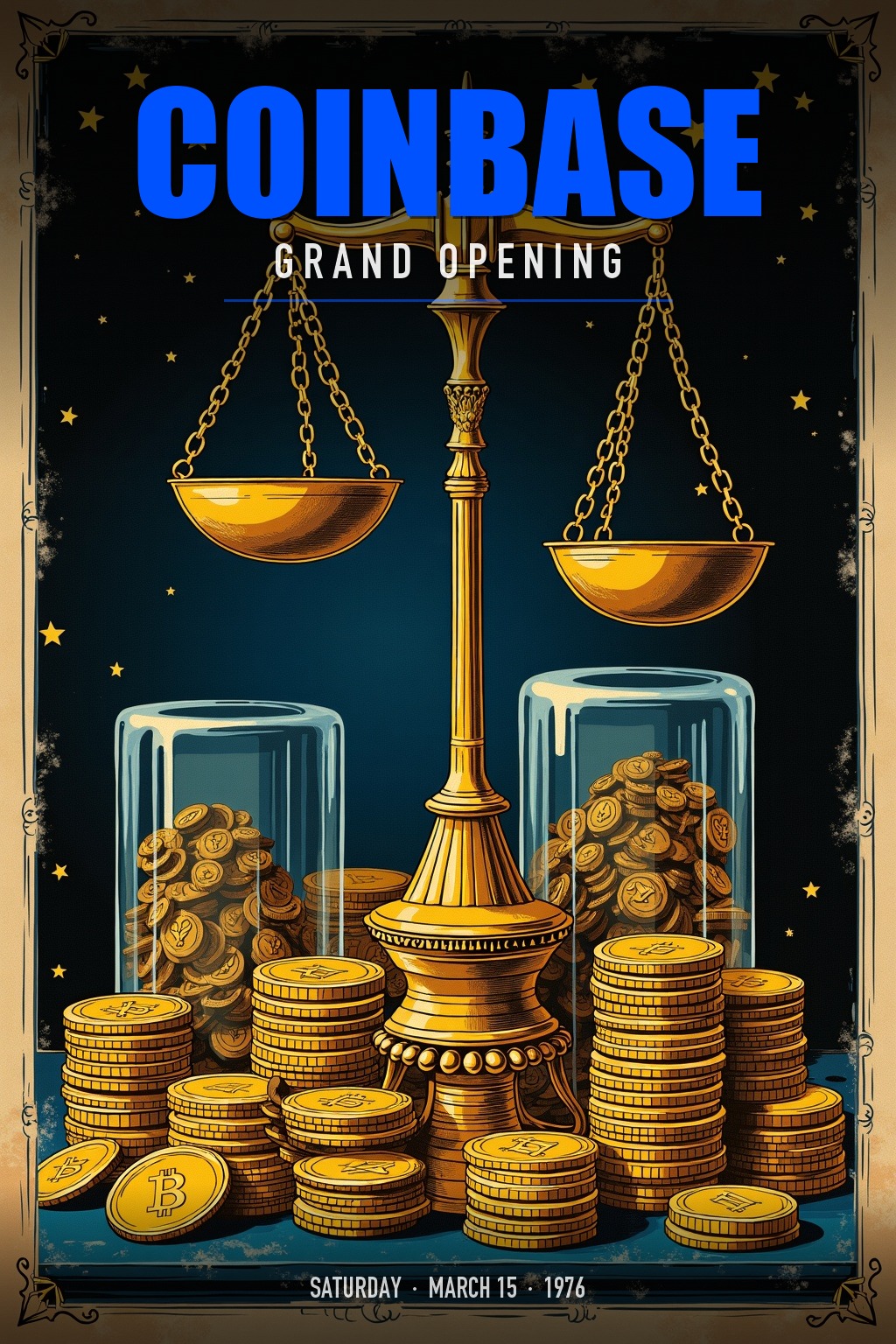 Coinbase grand opening poster