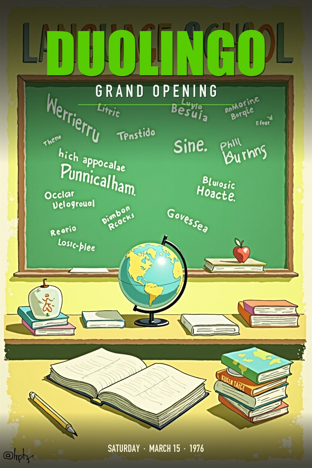 Duolingo grand opening poster