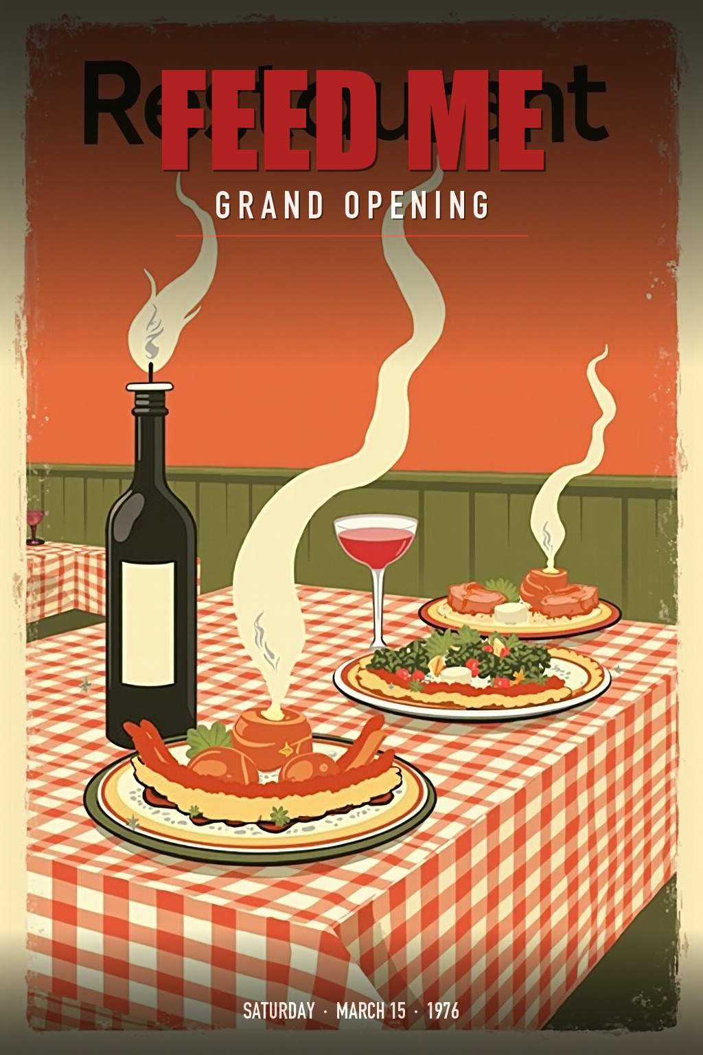 Feed Me grand opening poster