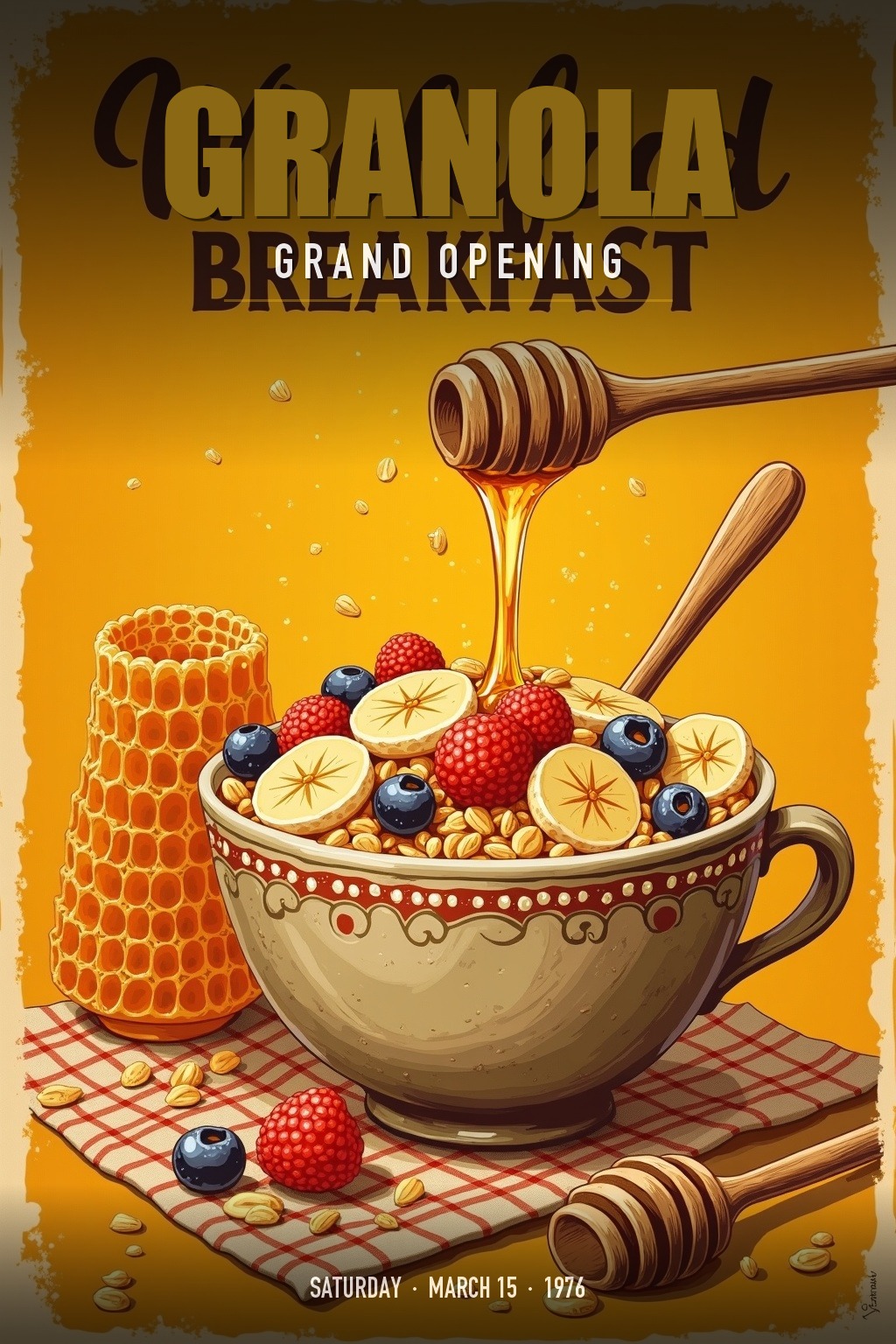 Granola grand opening poster