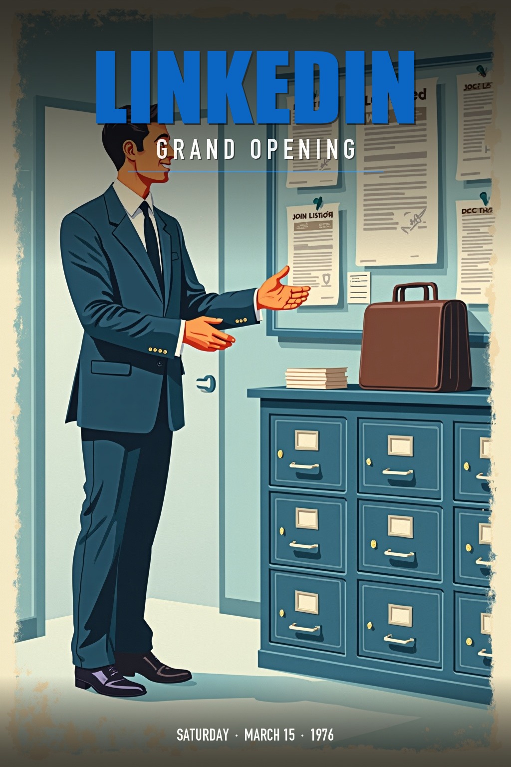 LinkedIn grand opening poster