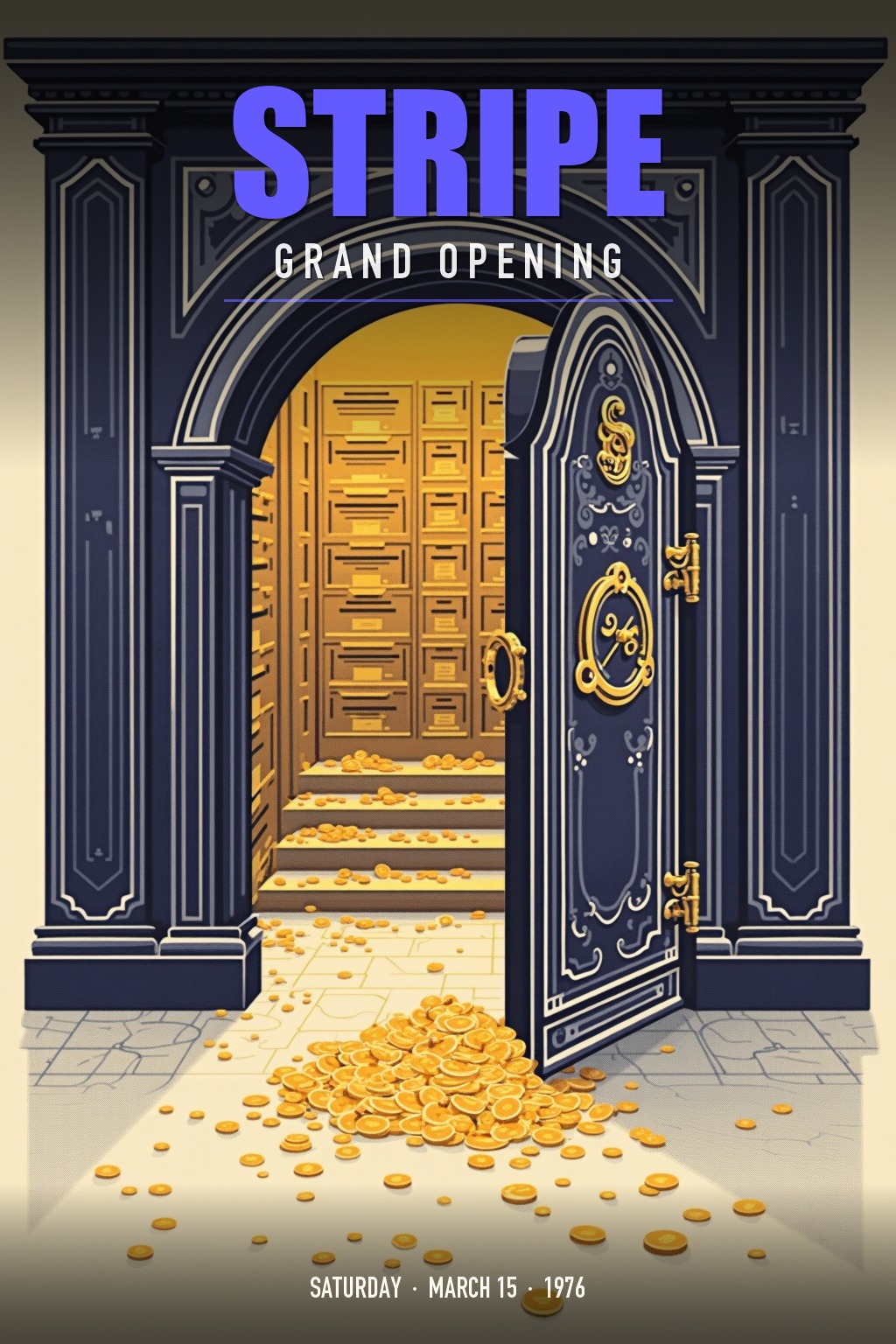 Stripe grand opening poster